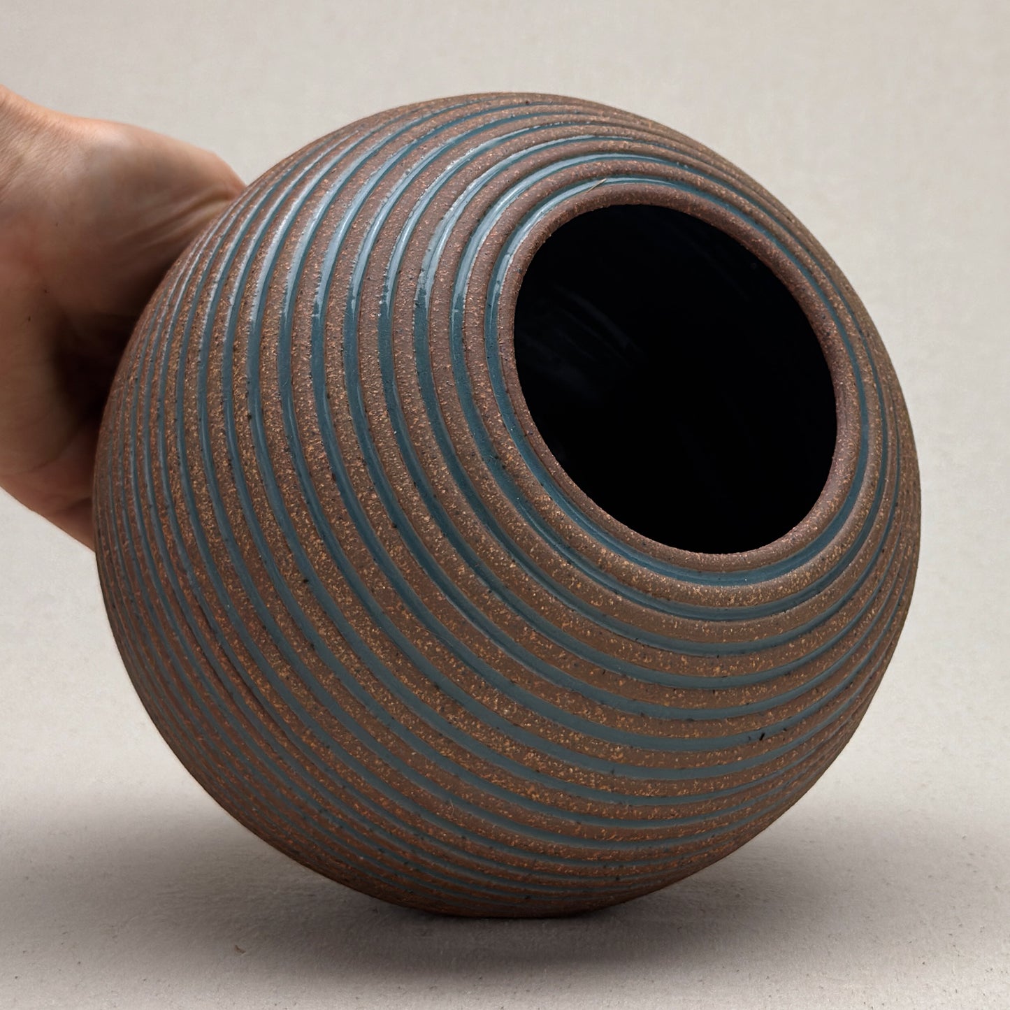 Large Blue Stripe Round Vase