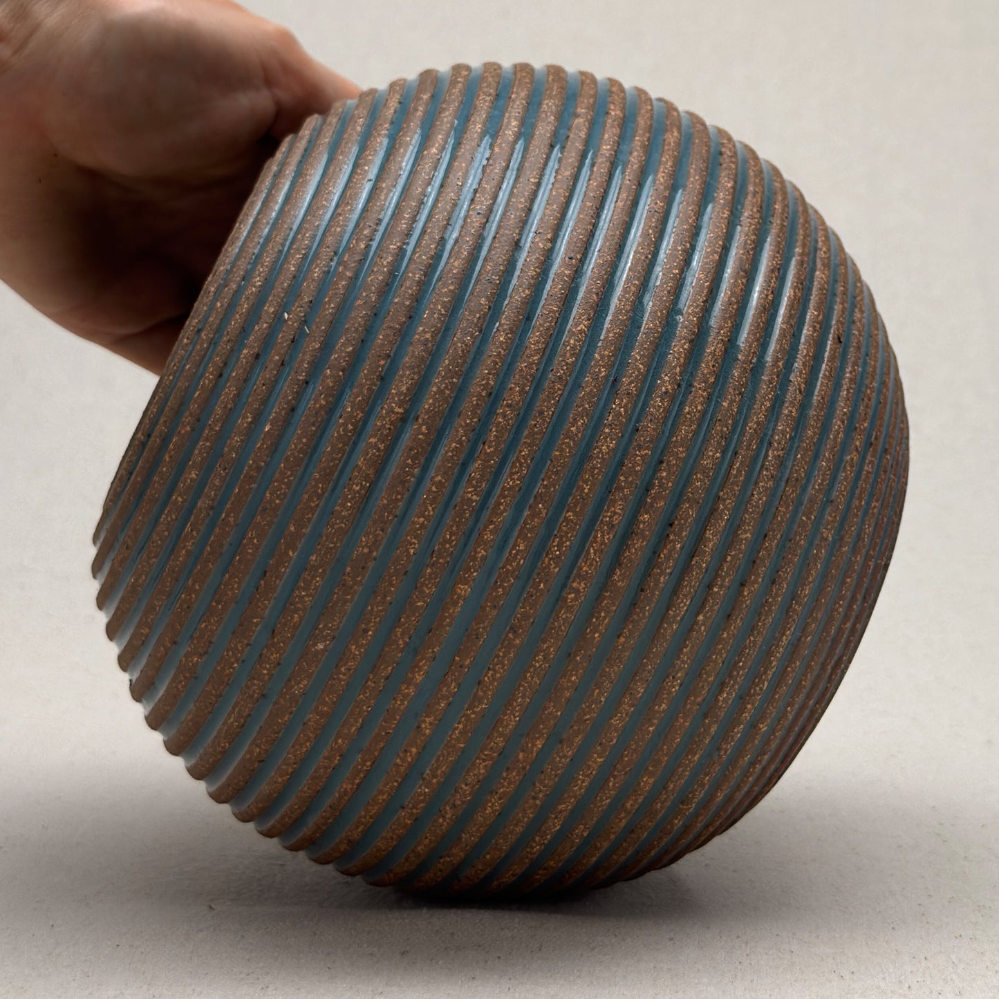 Large Blue Stripe Round Vase