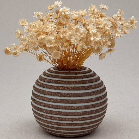 Small White Stripe Round Vase
