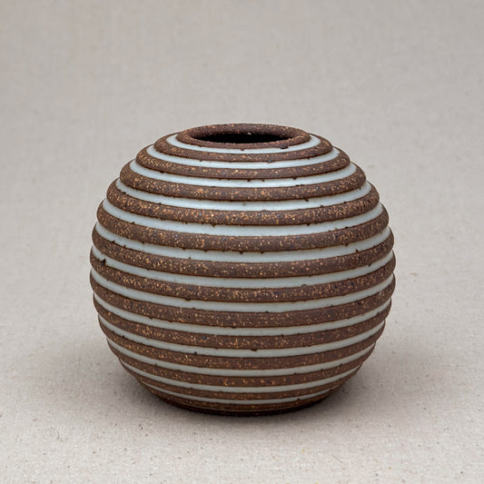 Small White Stripe Round Vase