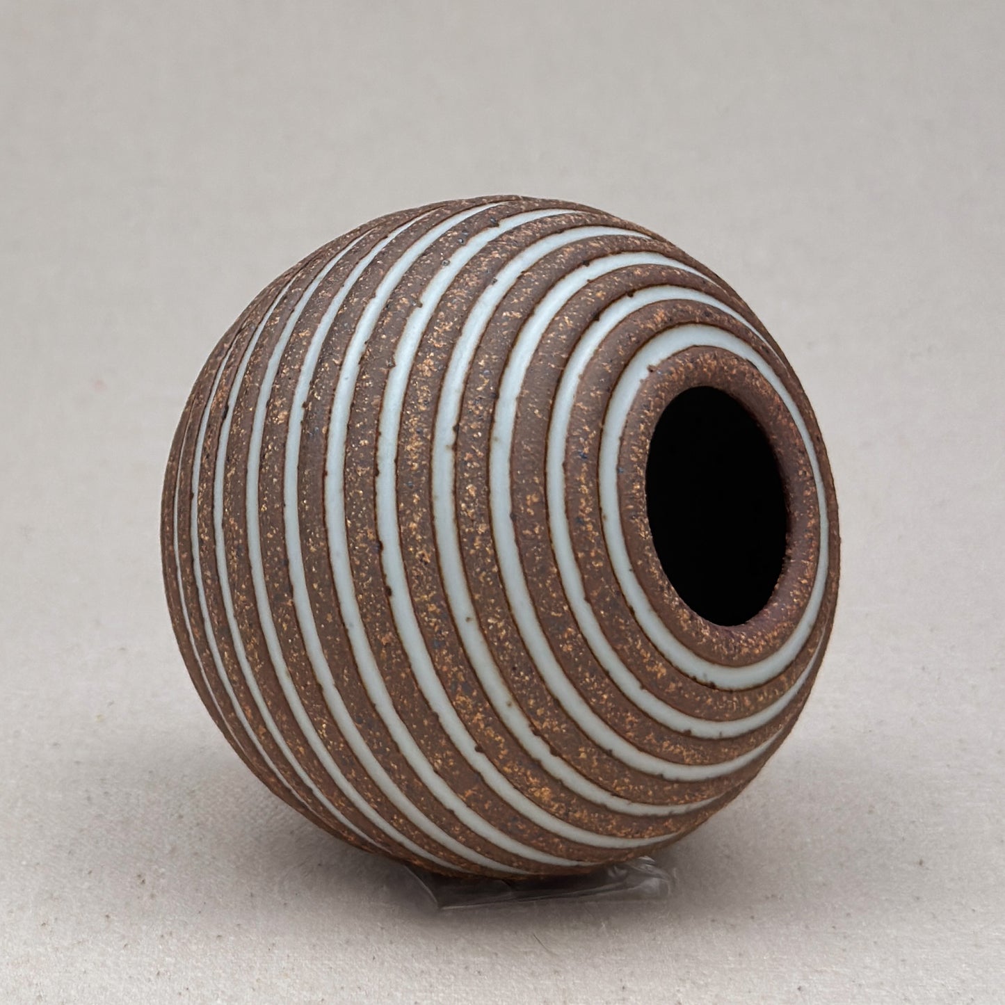 Small White Stripe Round Vase