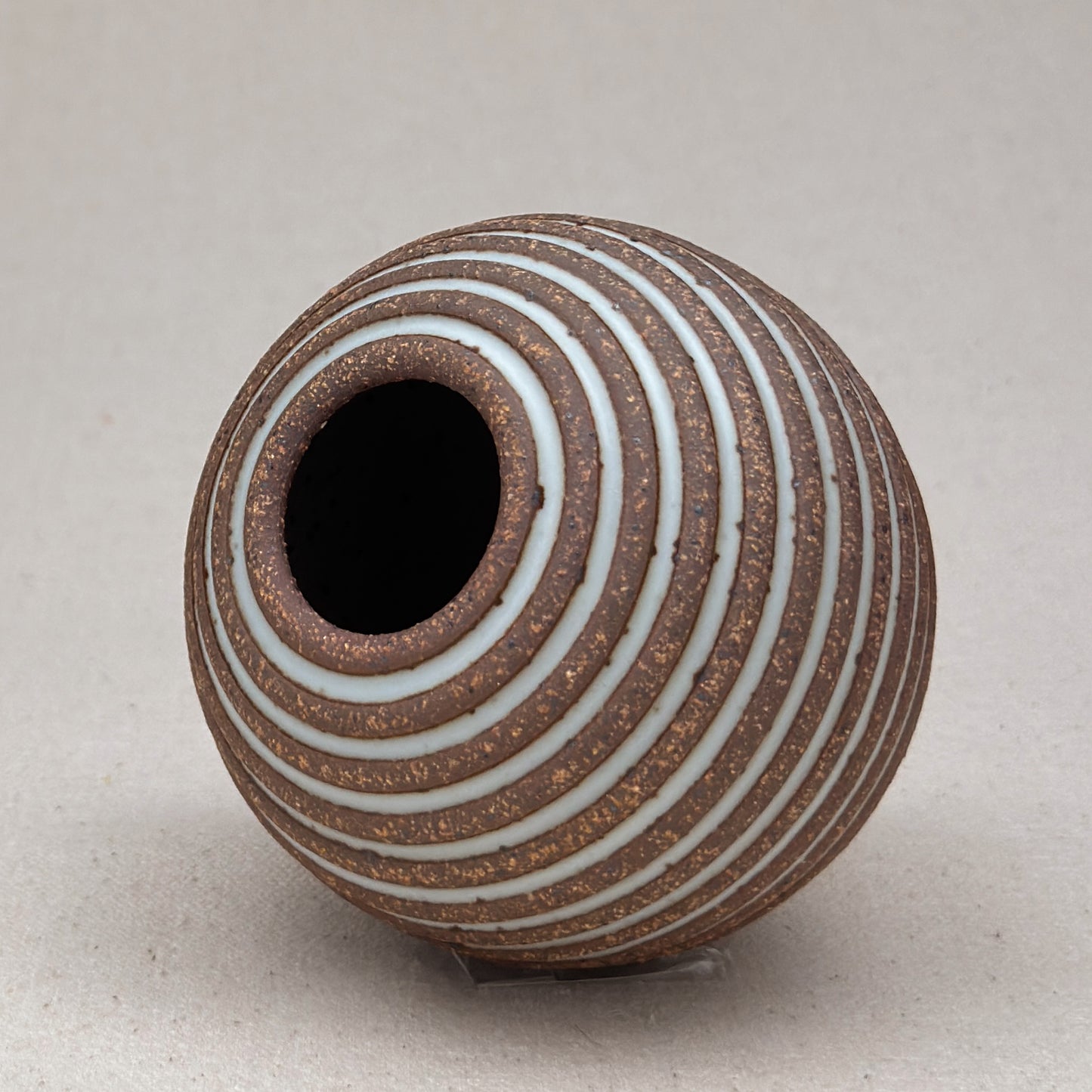 Small White Stripe Round Vase
