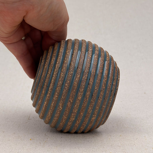 Small Blue Stripe Round Vase