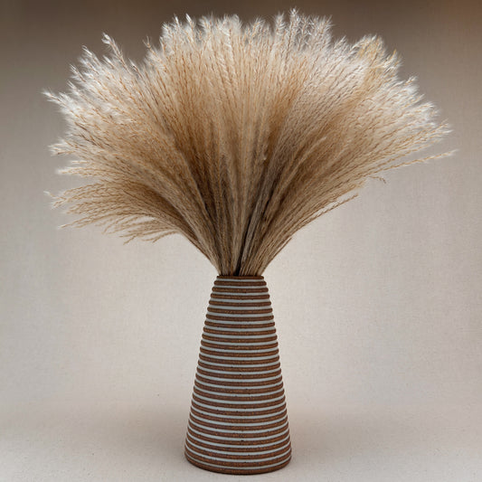 Large White Stripe Cone Vase