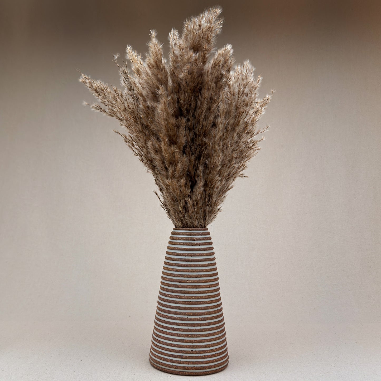 Large White Stripe Cone Vase