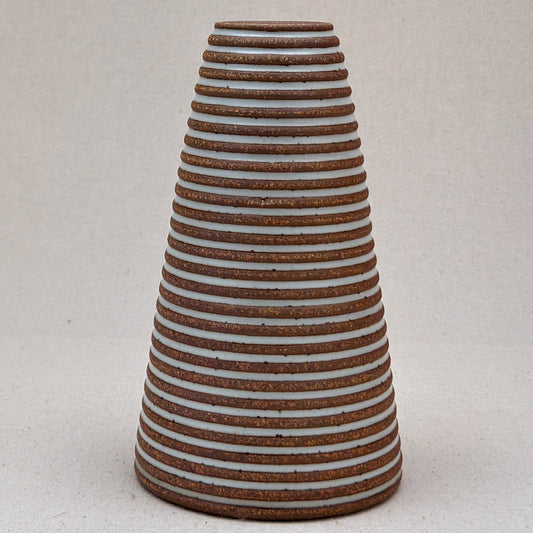 Large White Stripe Cone Vase