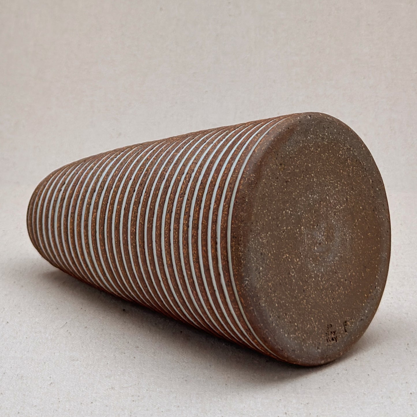 Large White Stripe Cone Vase