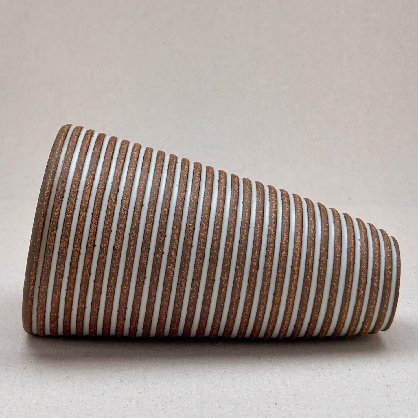 Large White Stripe Cone Vase