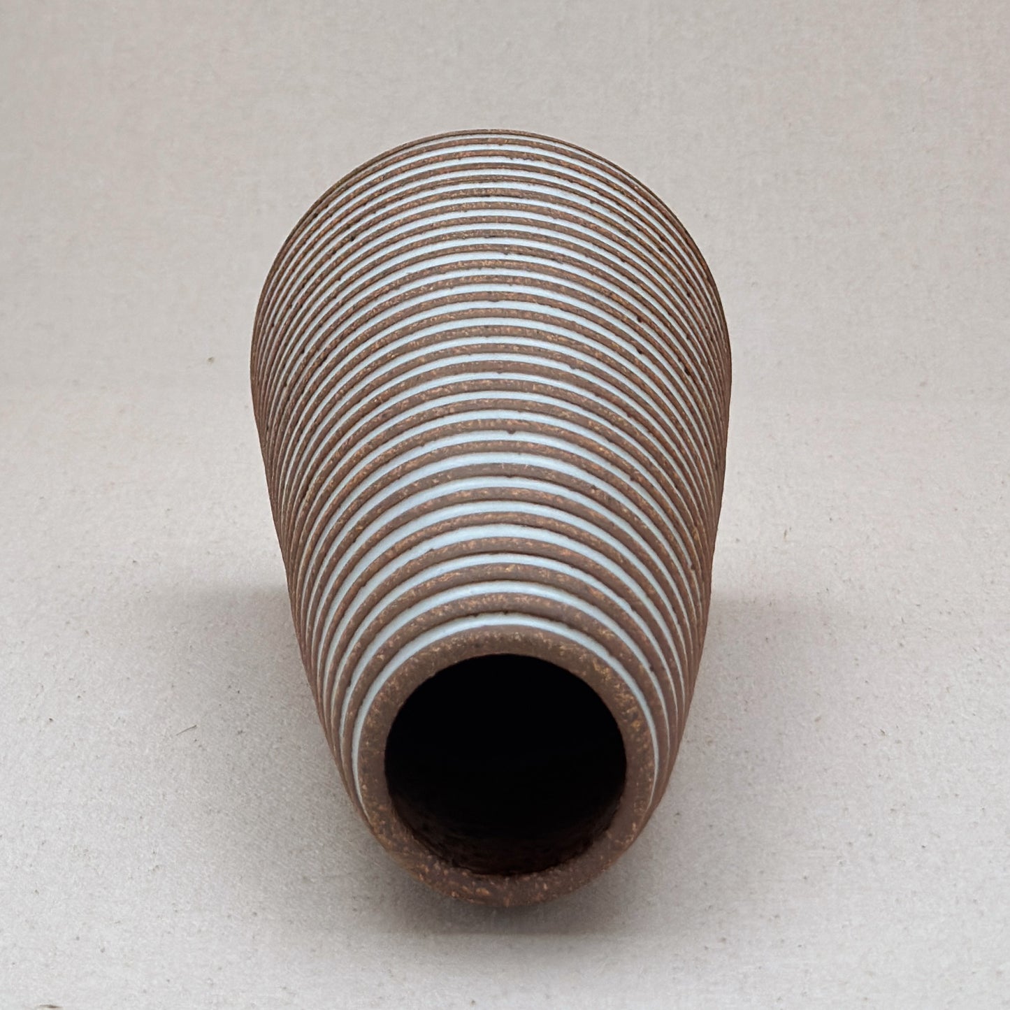 Large White Stripe Cone Vase