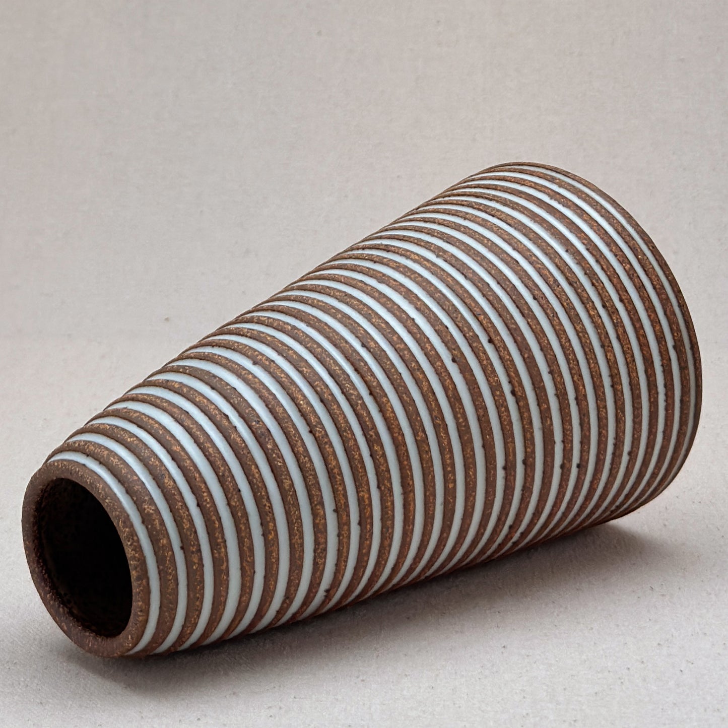 Large White Stripe Cone Vase