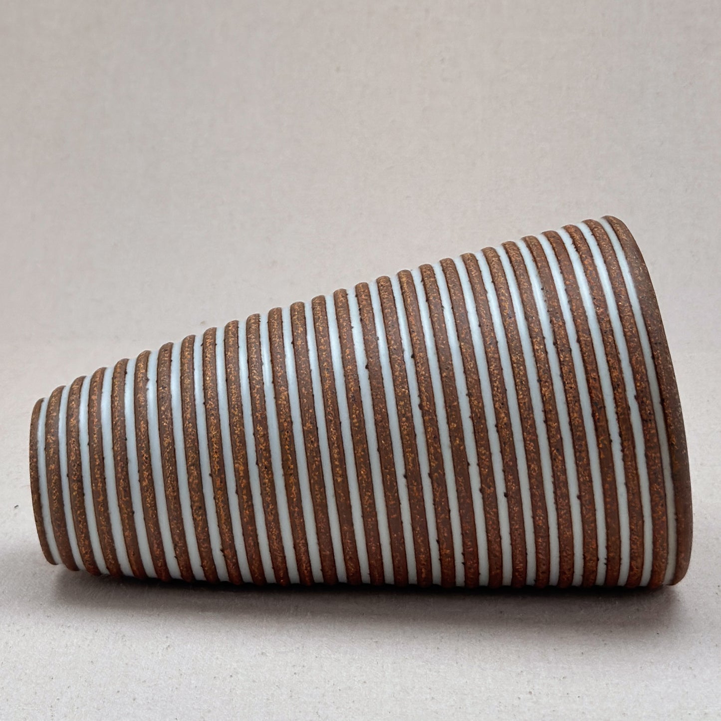 Large White Stripe Cone Vase