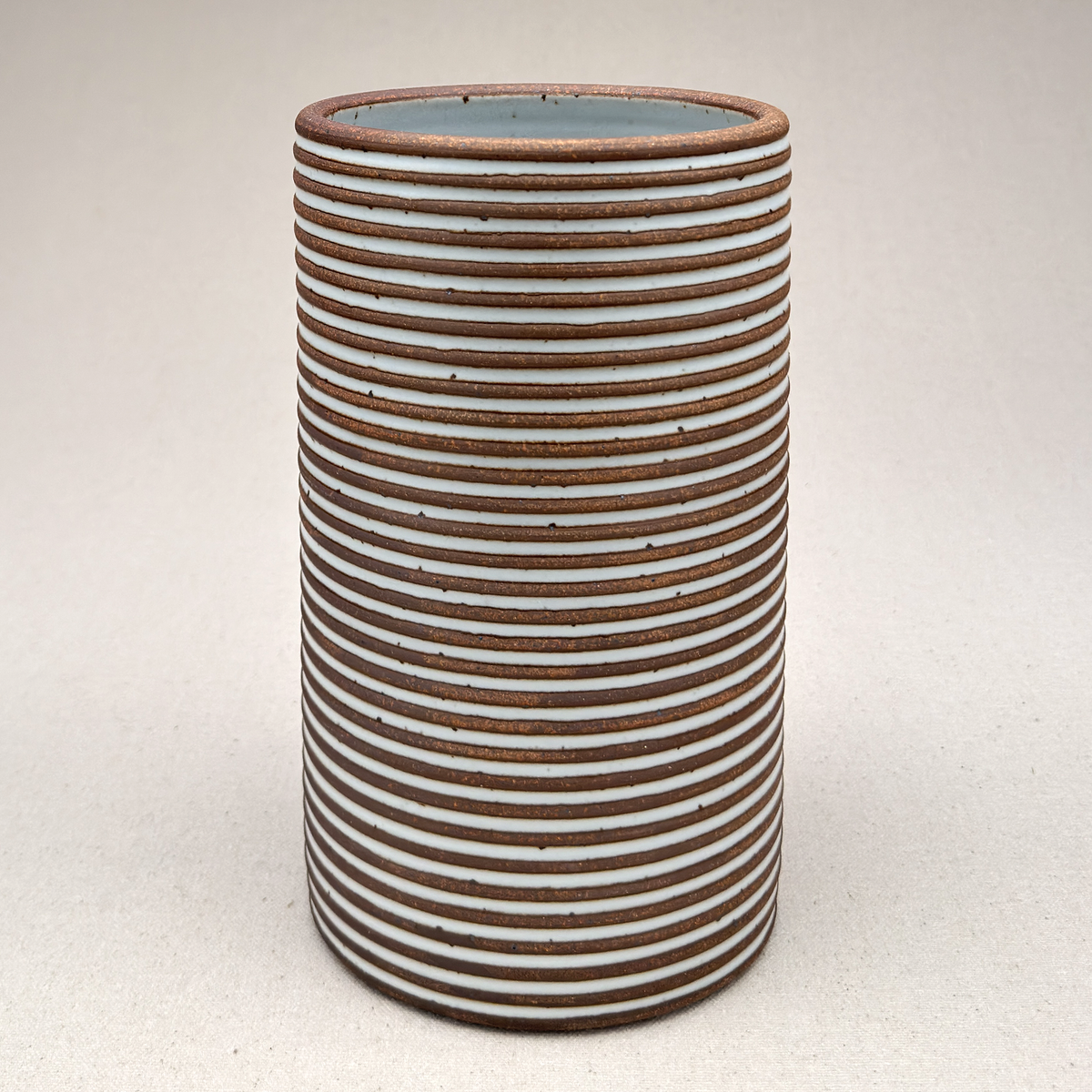 Extra Large White Stripe Cylinder Vase