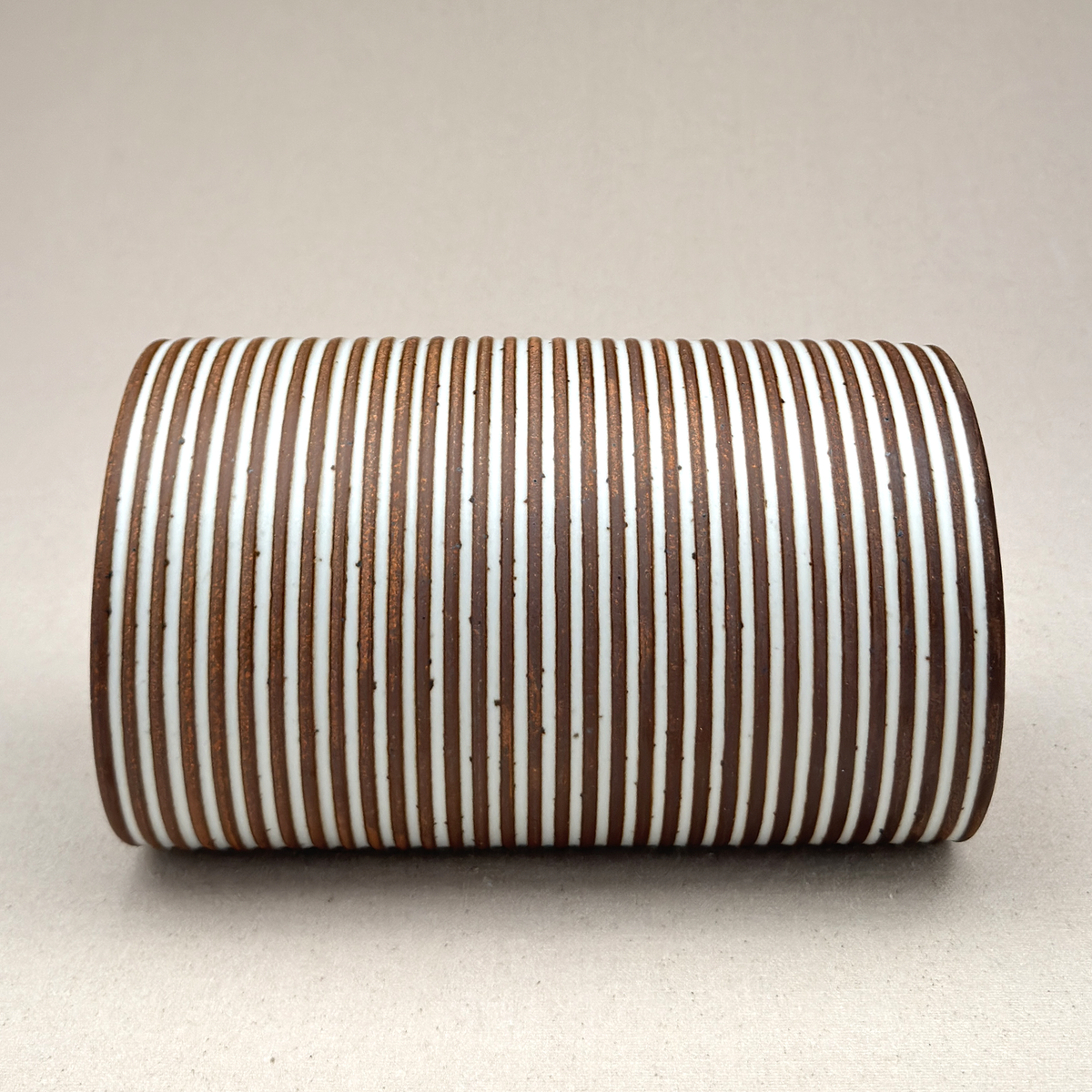 Extra Large White Stripe Cylinder Vase