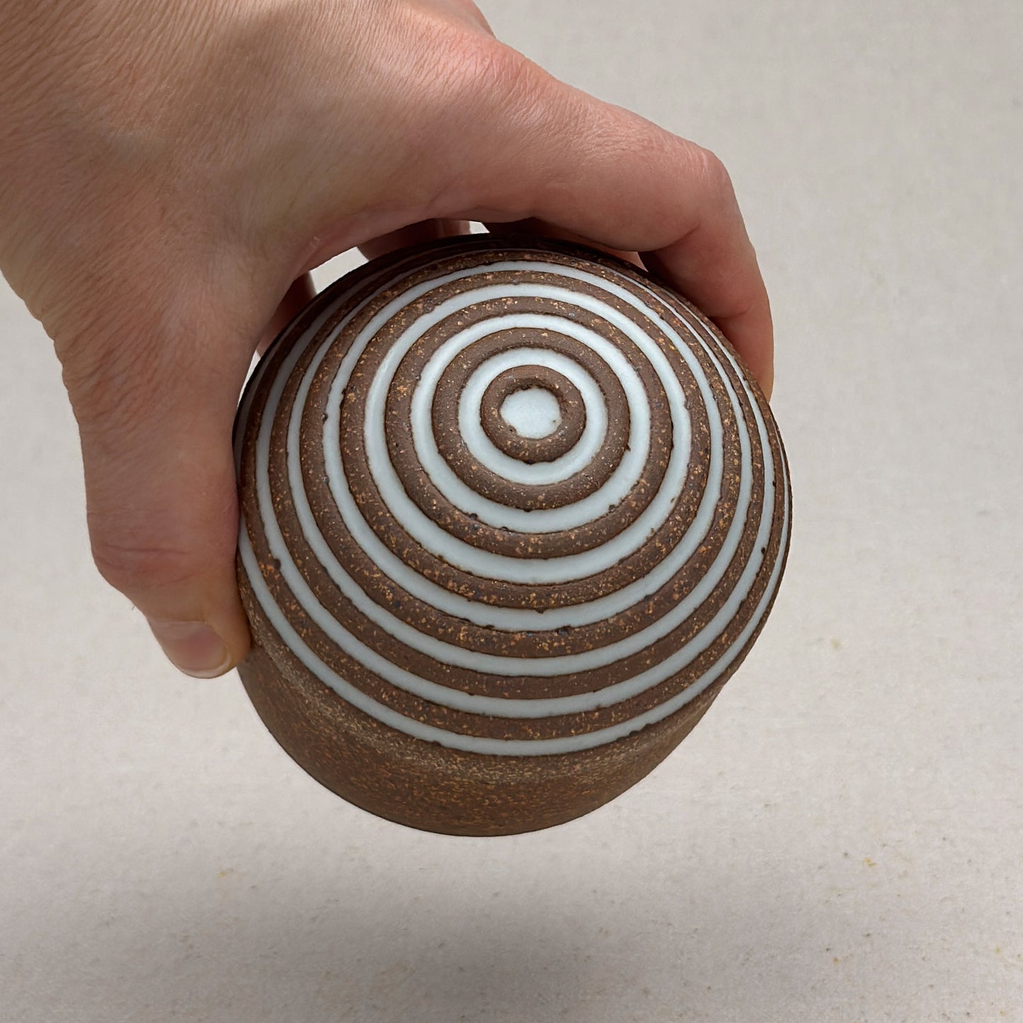 Small White Stripe Round Top Jar