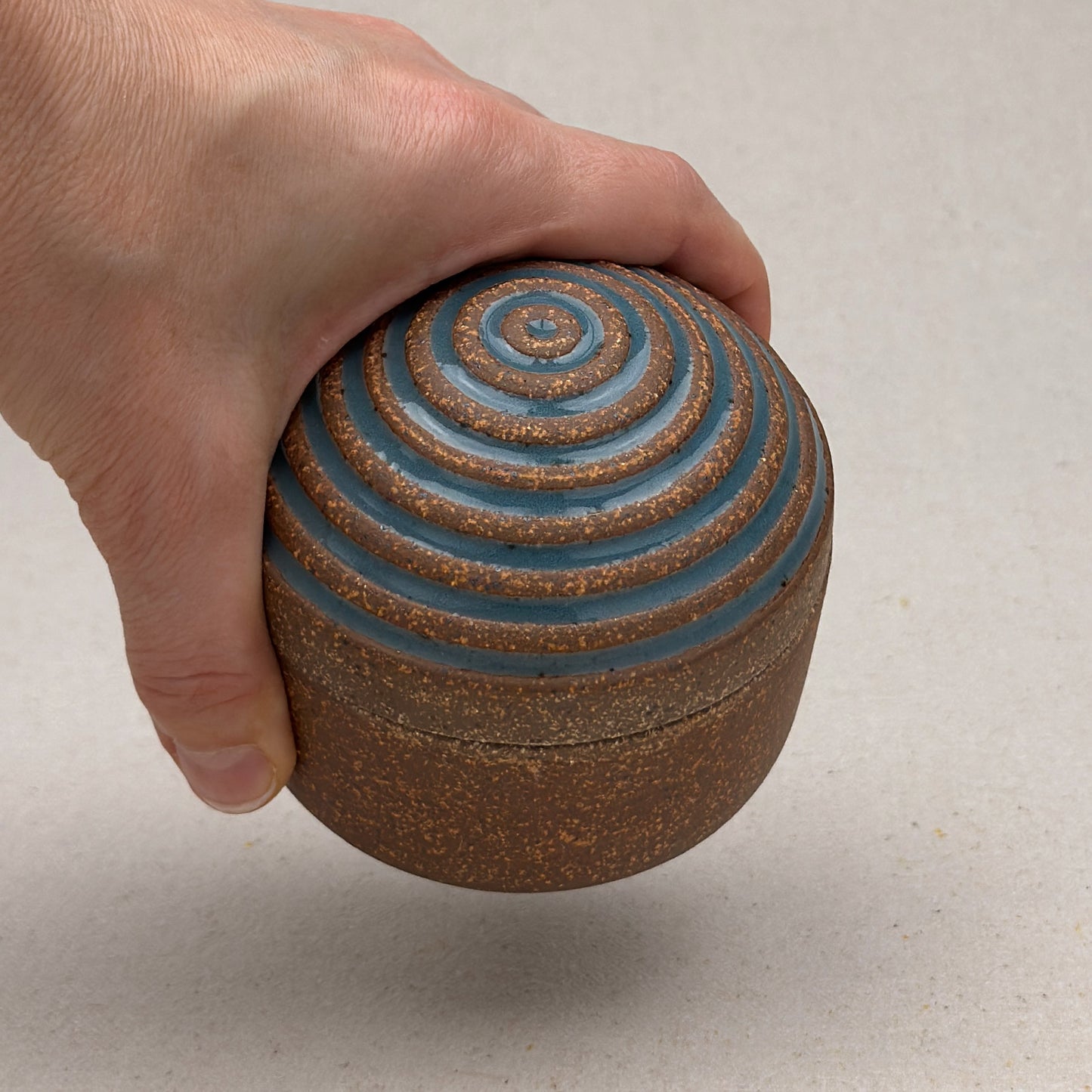 Small Blue Stripe Round Top Jar