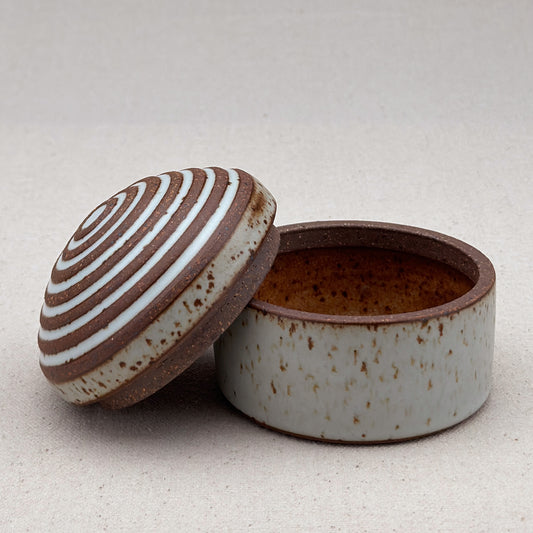 Small White Stripe Round Top Jar