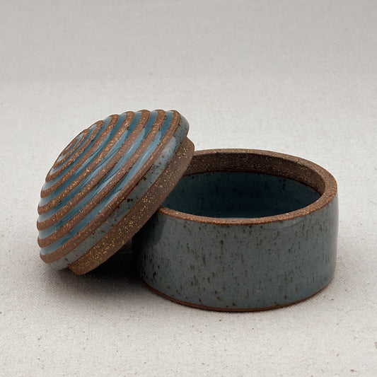 Small Blue Stripe Round Top Jar