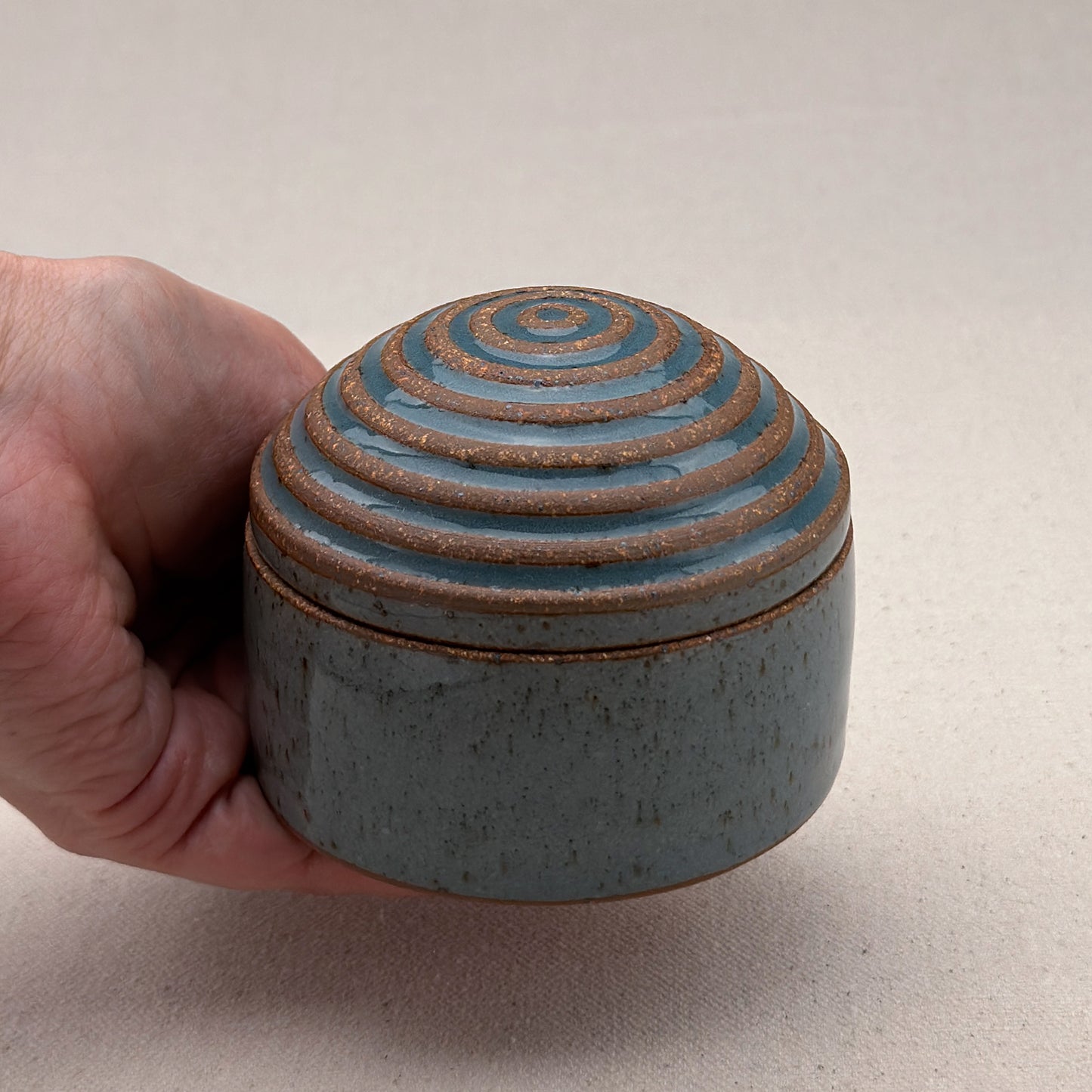 Small Blue Stripe Round Top Jar