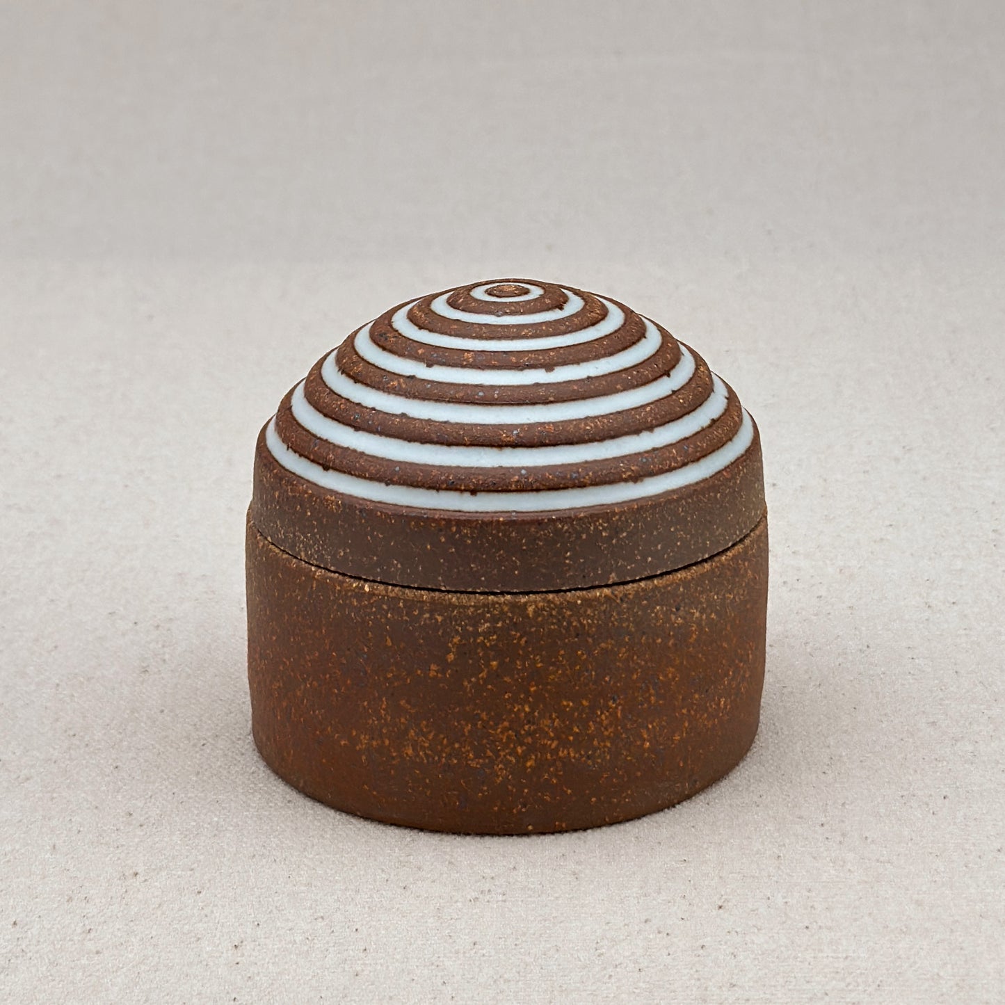 Small White Stripe Round Top Jar