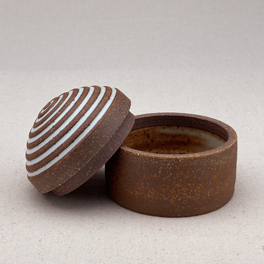 Small White Stripe Round Top Jar
