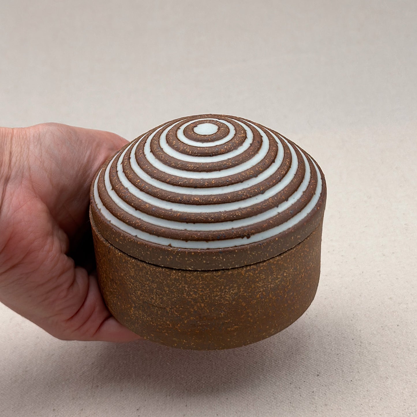 Small White Stripe Round Top Jar