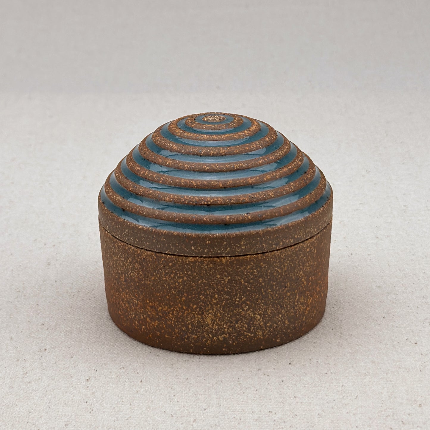Small Blue Stripe Round Top Jar