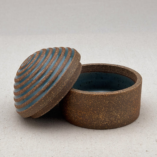 Small Blue Stripe Round Top Jar