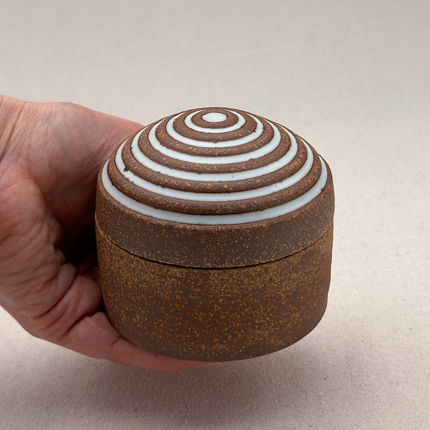 Small White Stripe Round Top Jar