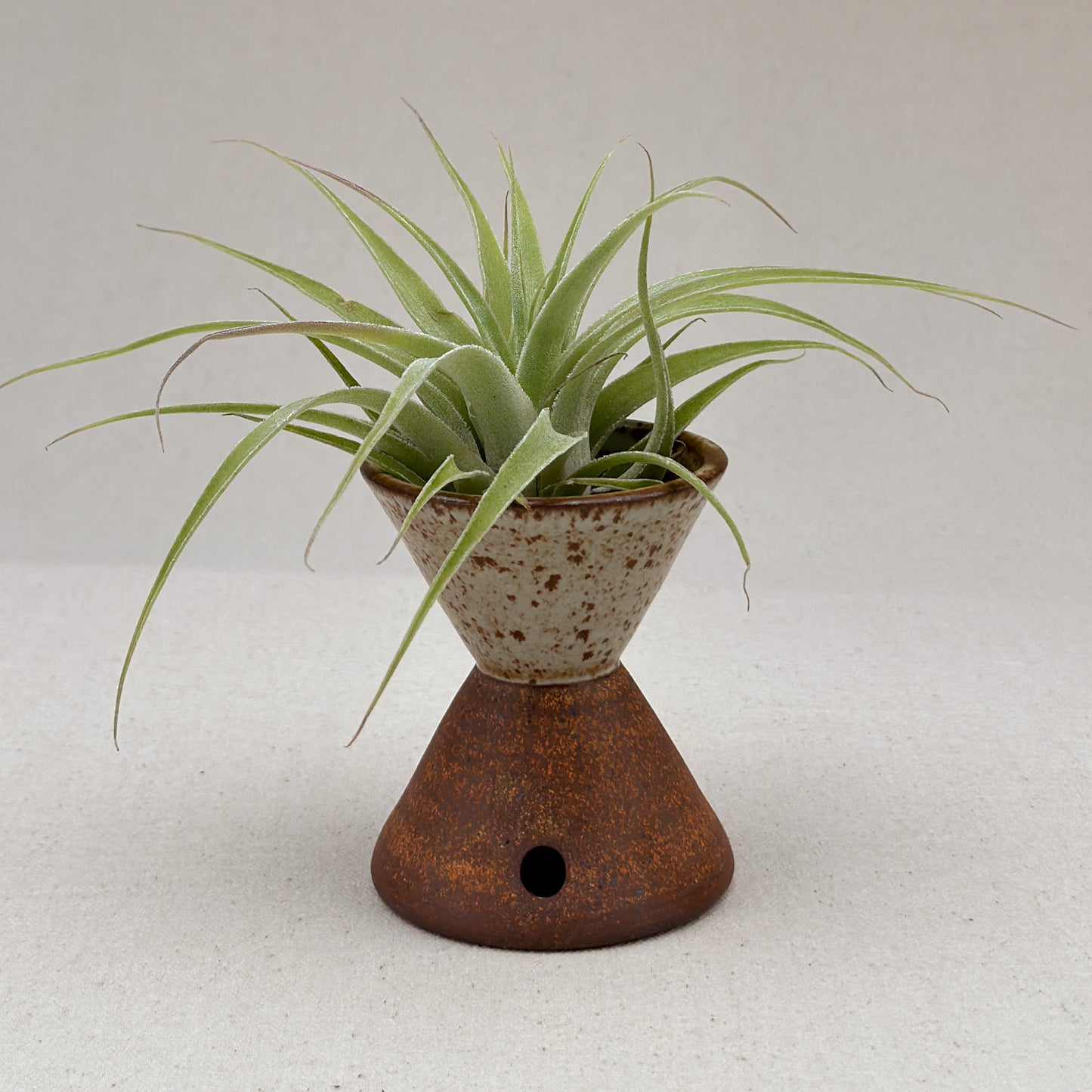 Small Speckled White Angular Pedestal Planter
