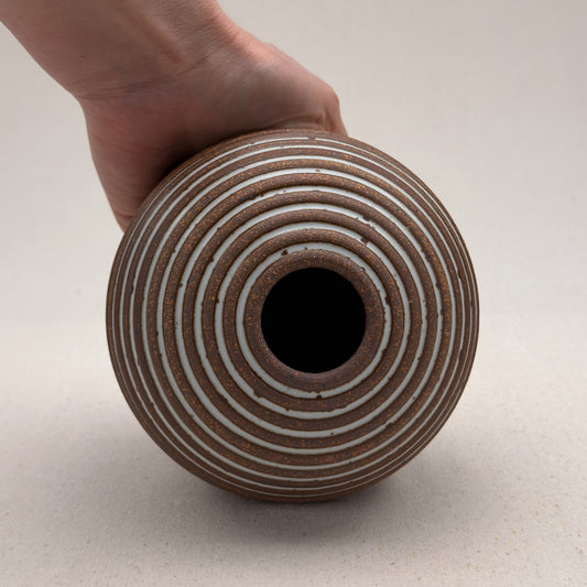 Small White Stripe Round Vase