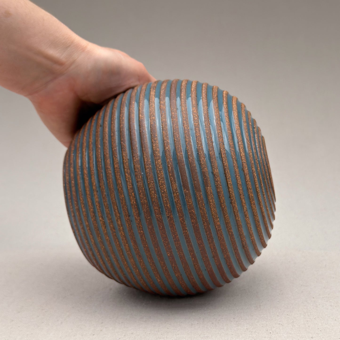Medium Blue Stripe Round Vase