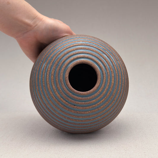 Medium Blue Stripe Round Vase