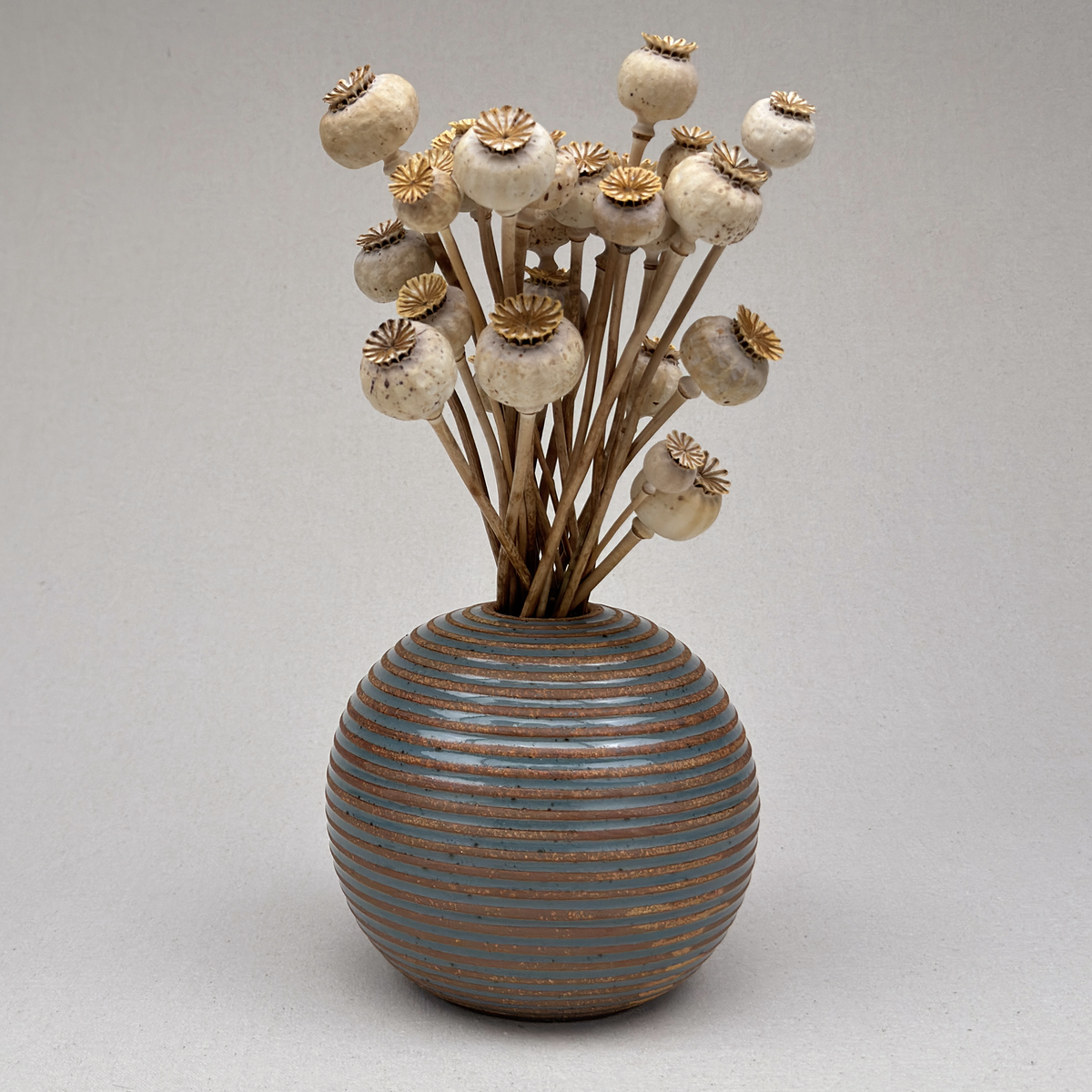 Medium Blue Stripe Round Vase