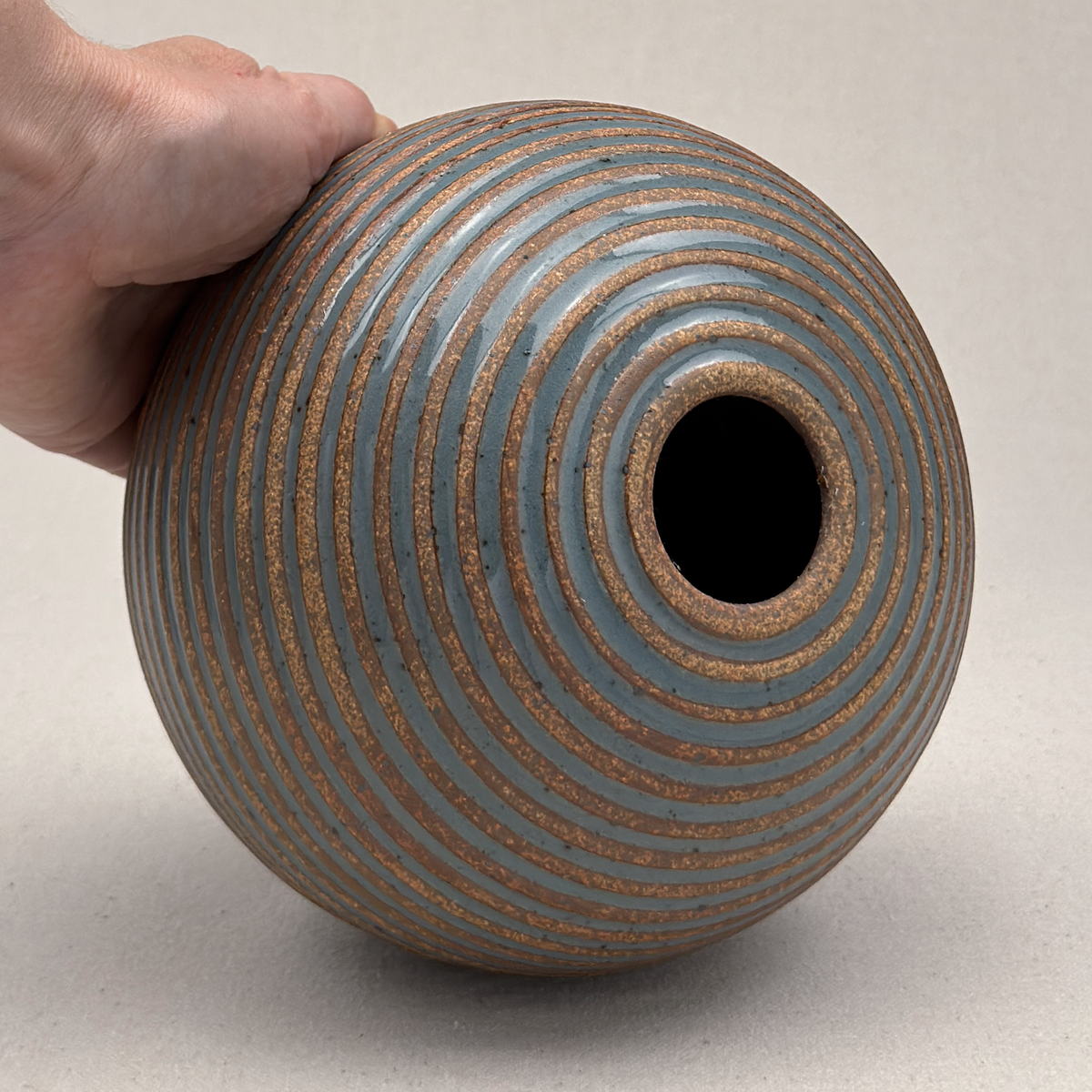 Medium Blue Stripe Round Vase