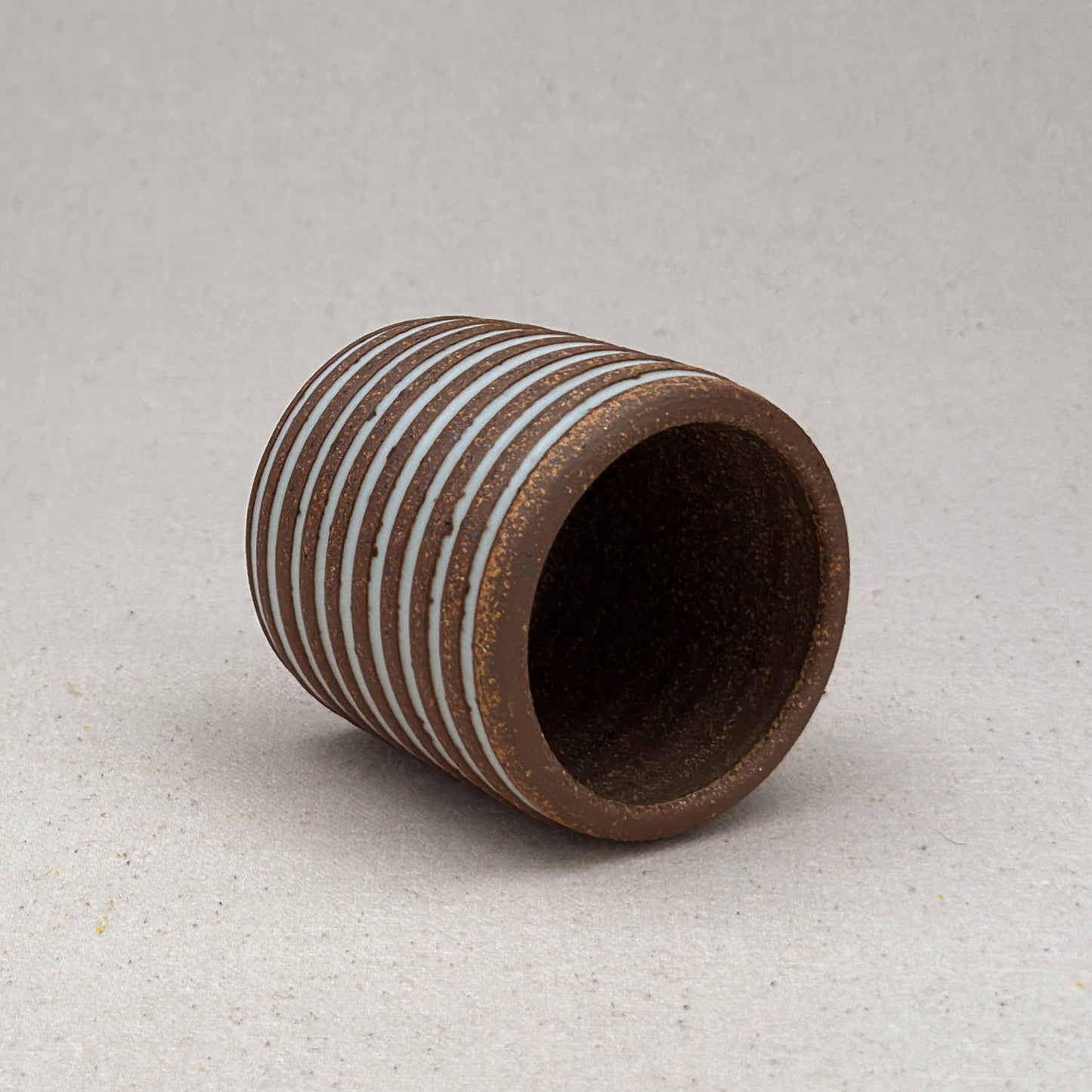 Extra Small White Stripe Cylinder Planter