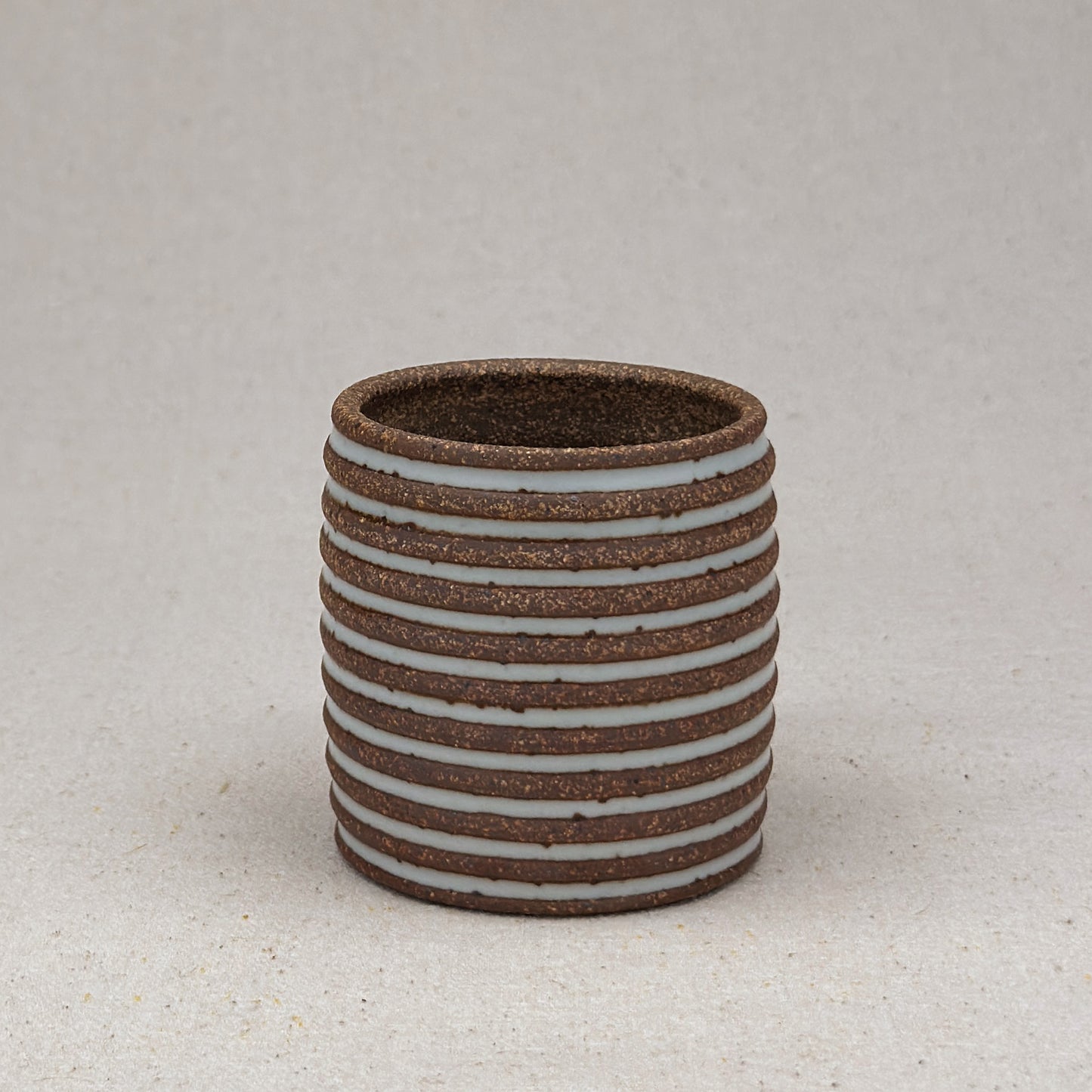Extra Small White Stripe Cylinder Planter