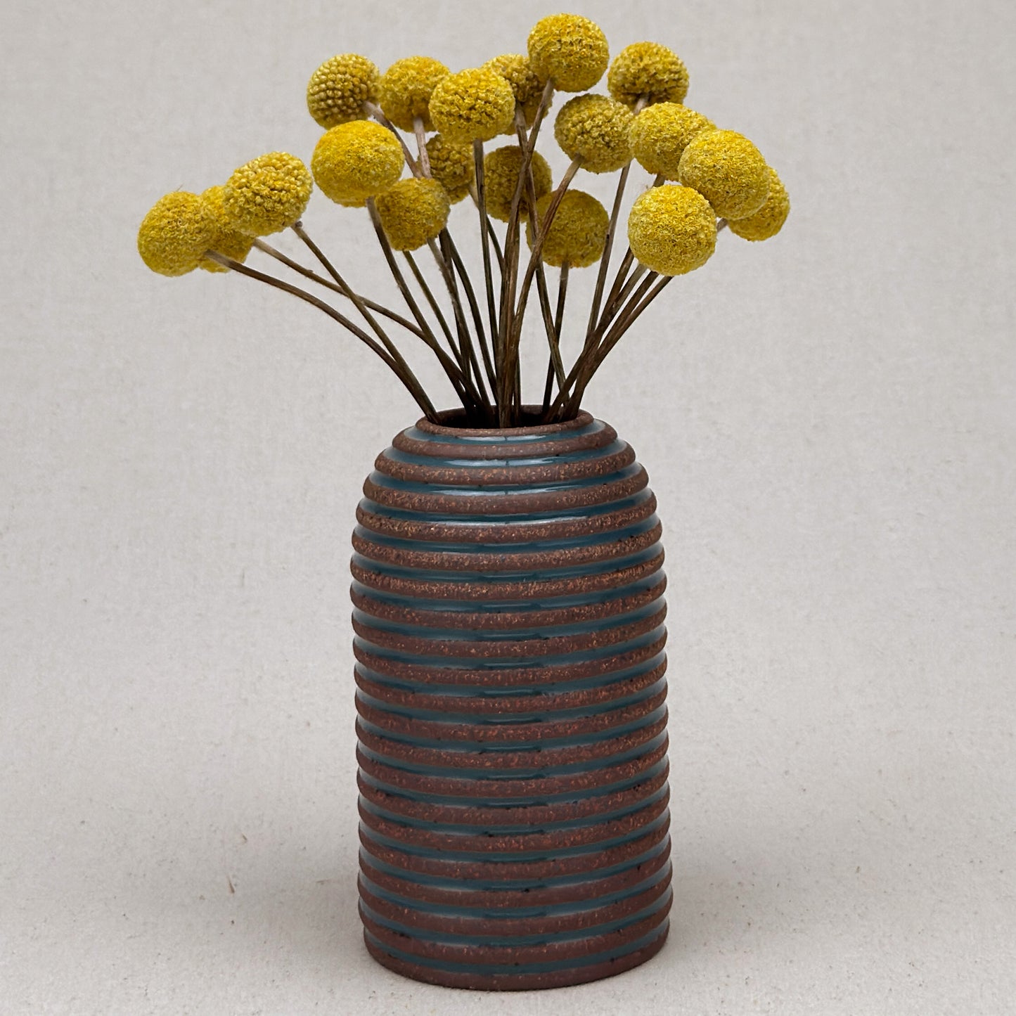 Medium Blue Stripe Round Top Vase