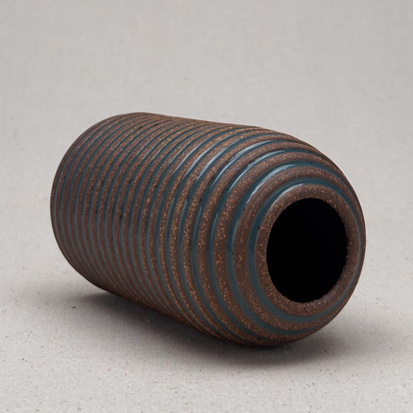 Medium Blue Stripe Round Top Vase