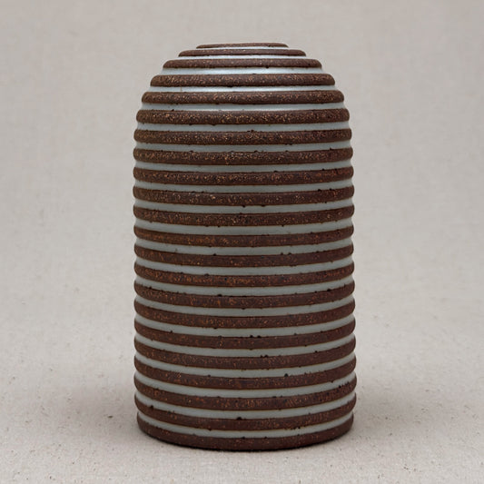 Medium White Stripe Round Top Vase