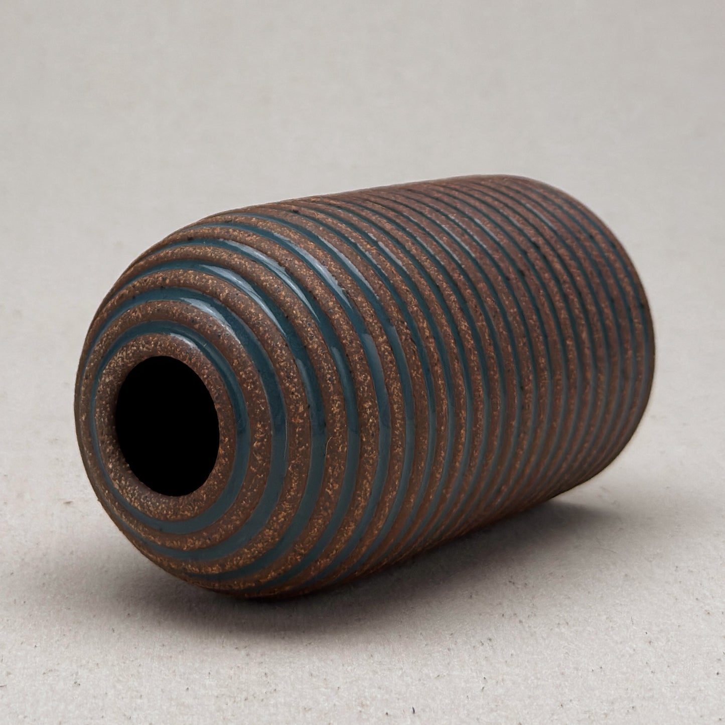 Medium Blue Stripe Round Top Vase