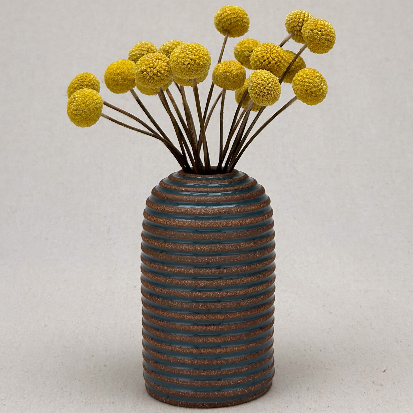 Medium Blue Stripe Round Top Vase