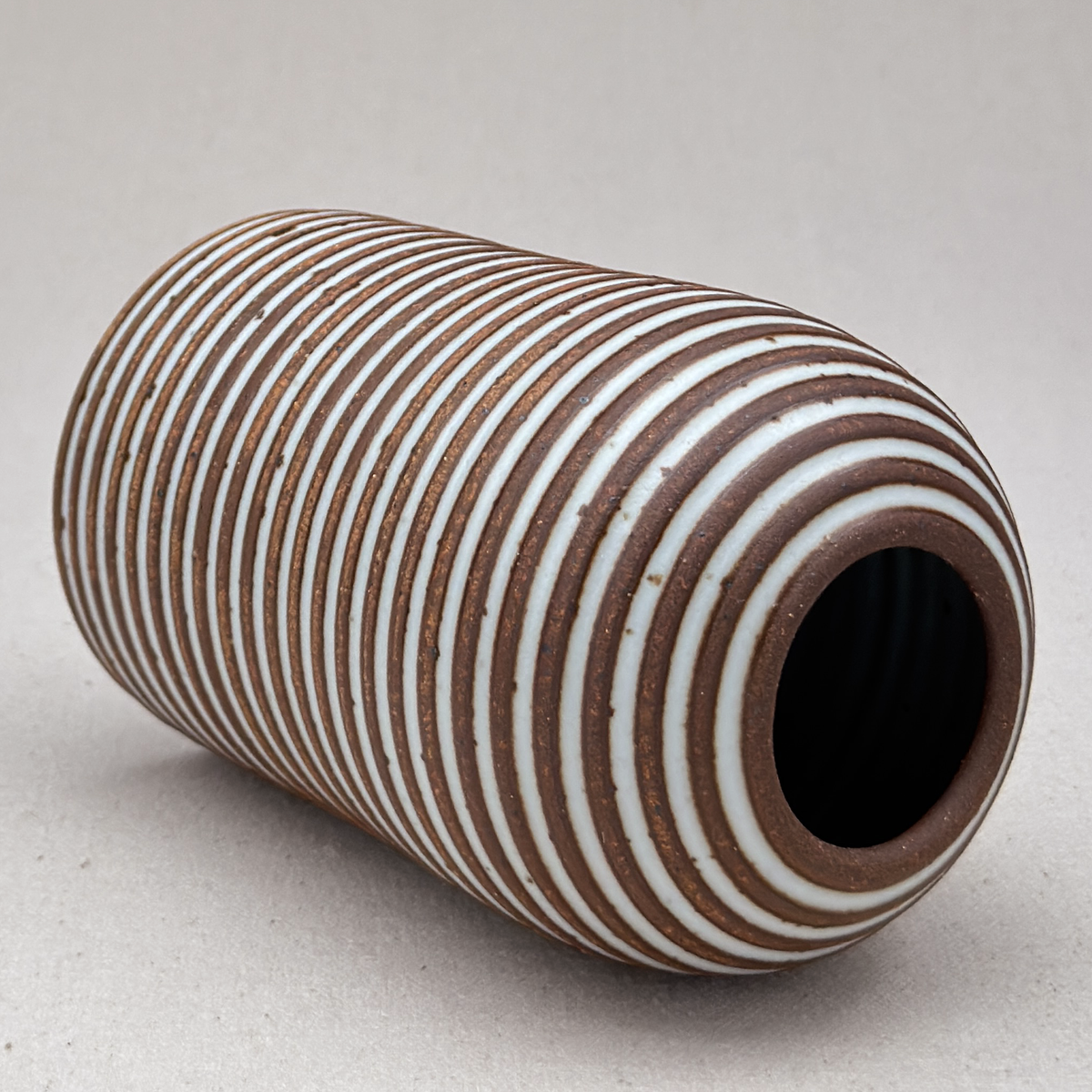 Medium White Stripe Round Top Vase