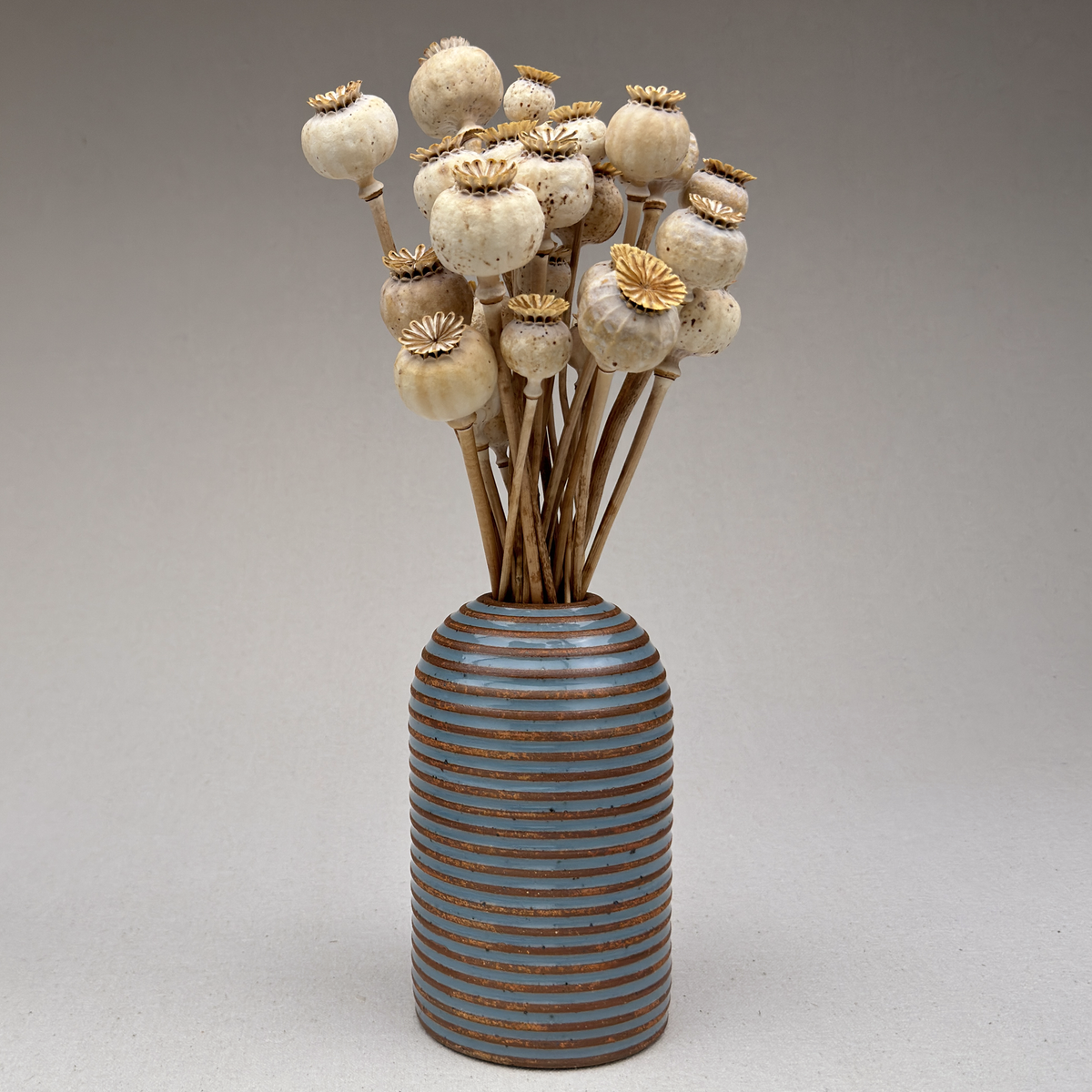 Medium Blue Stripe Round Top Vase