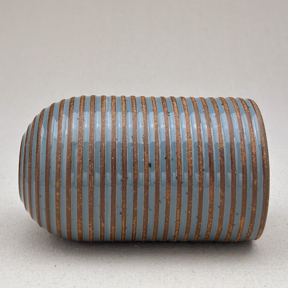 Medium Blue Stripe Round Top Vase