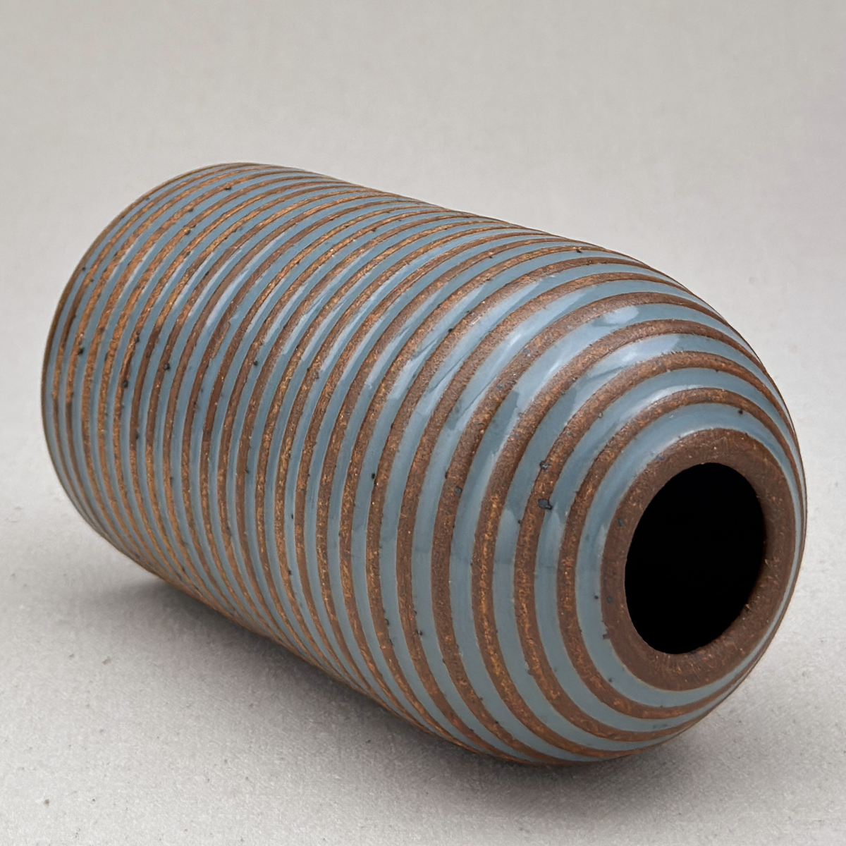 Medium Blue Stripe Round Top Vase