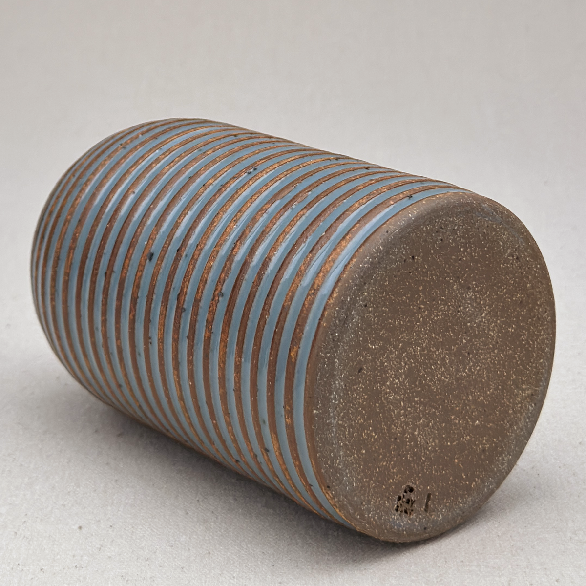 Medium Blue Stripe Round Top Vase