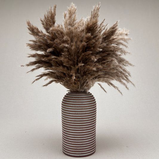 Large White Stripe Round Top Vase