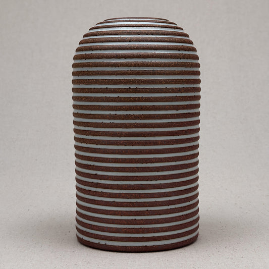 Large White Stripe Round Top Vase