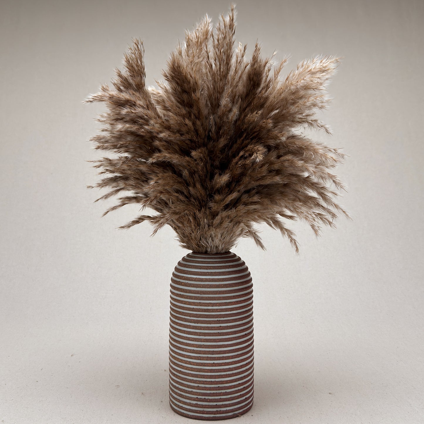 Large White Stripe Round Top Vase