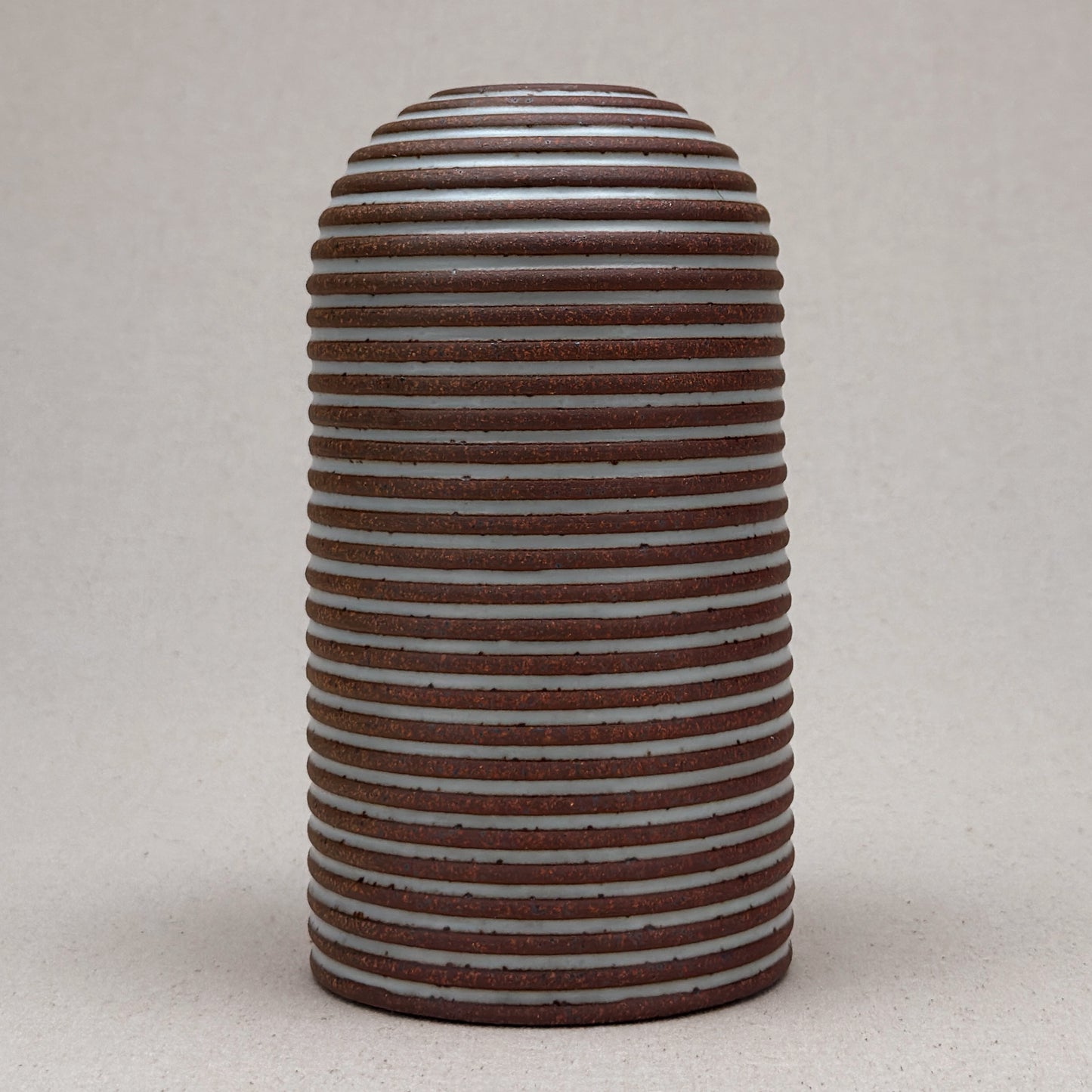 Large White Stripe Round Top Vase